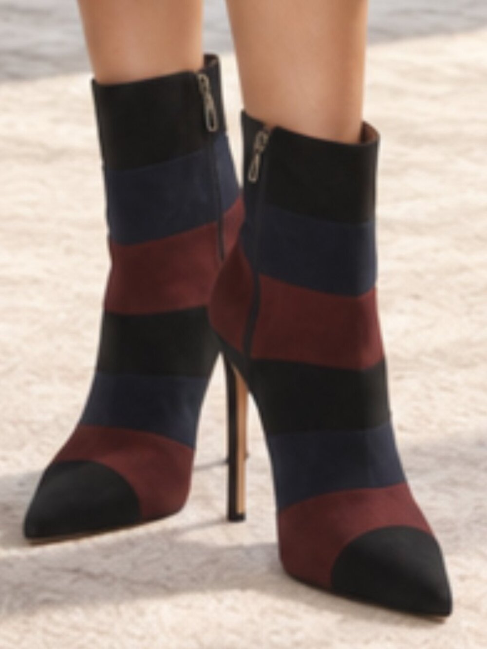 Rachel Zoe Colorblock Suede Stiletto Ankle Boots Size 10